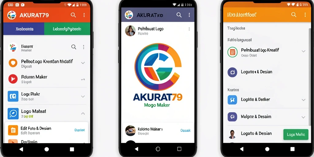 Tampilan antarmuka AKURAT79 yang sederhana dan intuitif untuk menciptakan logo profesional.
