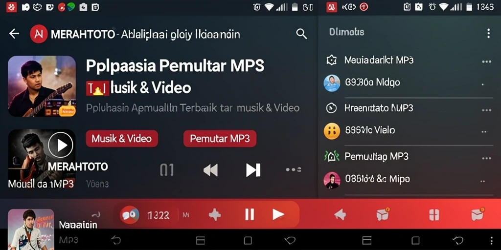 Tampilan antarmuka aplikasi Pemutar MP3 MERAHTOTO yang bersih dan modern.